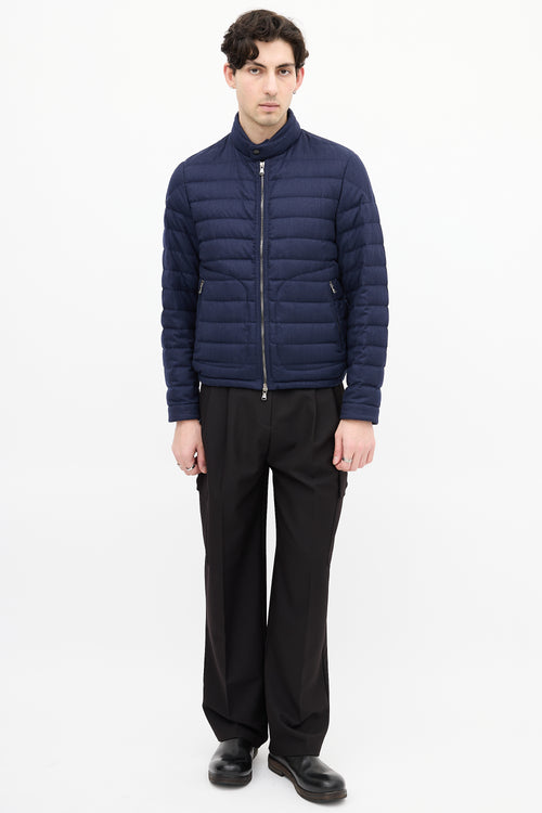 Moncler Navy Down 
Wool Delabost Puffer Jacket