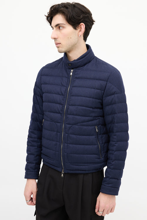 Moncler Navy Down 
Wool Delabost Puffer Jacket