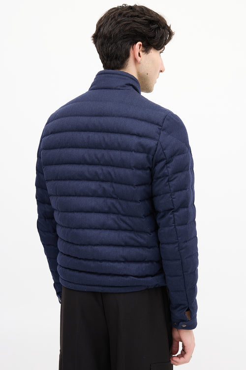 Moncler Navy Down 
Wool Delabost Puffer Jacket