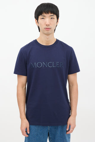 Moncler Navy Graphic Panel Rubber Logo T-Shirt