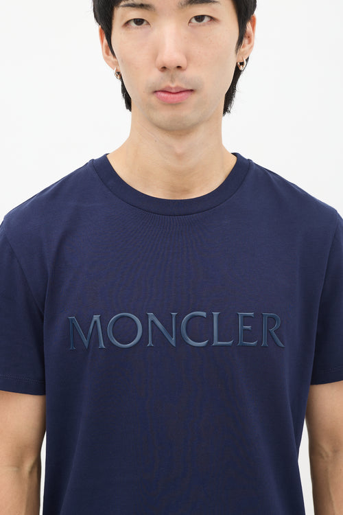 Moncler Navy Graphic Panel Rubber Logo T-Shirt