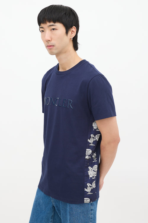 Moncler Navy Graphic Panel Rubber Logo T-Shirt