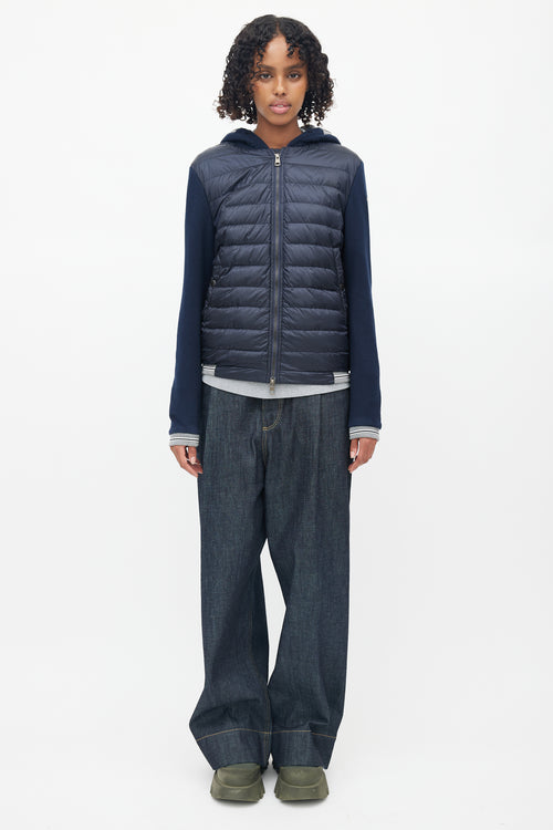 Moncler Navy Hooded Maglia Cardigan