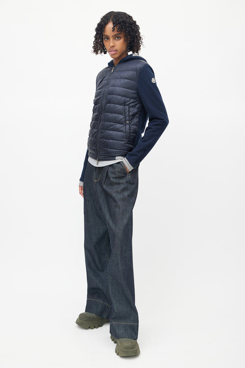 Moncler Navy Hooded Maglia Cardigan