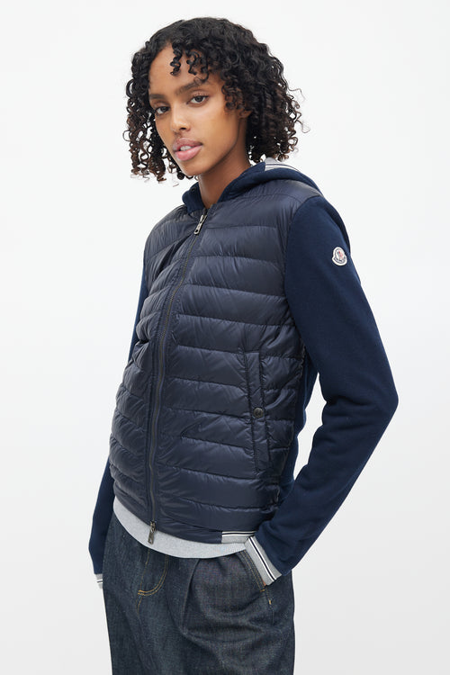 Moncler Navy Hooded Maglia Cardigan