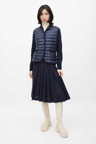 Moncler Navy Knit 
Puffer Lightweight Jacket