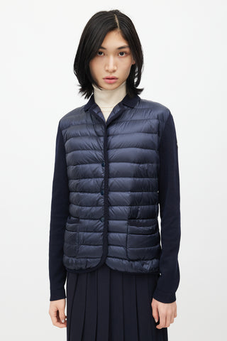 Moncler Navy Knit 
Puffer Lightweight Jacket