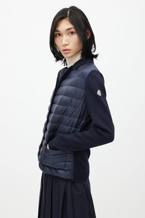 Moncler Navy Knit 
Puffer Lightweight Jacket