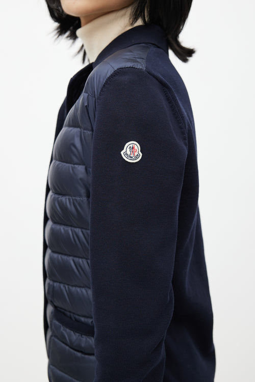 Moncler Navy Knit 
Puffer Lightweight Jacket