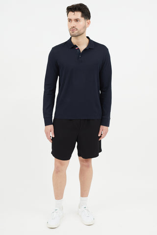 Moncler Navy Long Sleeve Polo