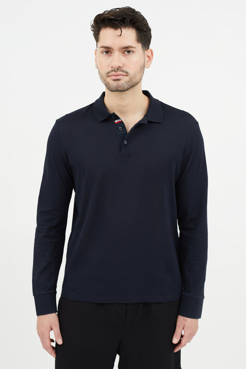 Moncler Navy Long Sleeve Polo