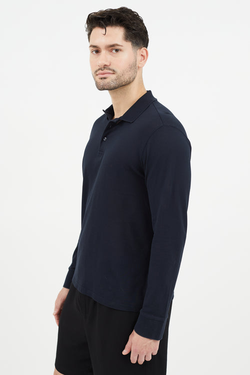 Moncler Navy Long Sleeve Polo