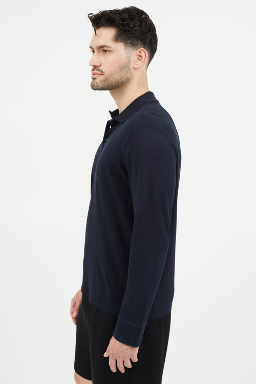 Moncler Navy Long Sleeve Polo