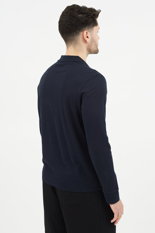 Moncler Navy Long Sleeve Polo