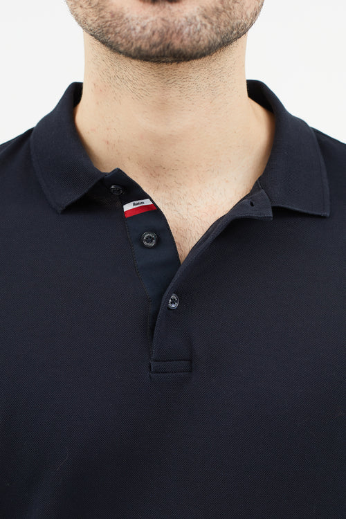 Moncler Navy Long Sleeve Polo