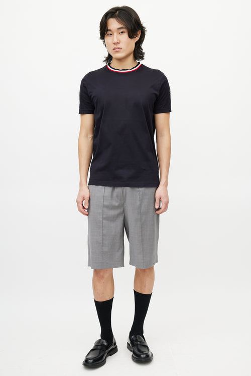 Moncler Navy 
Multicolour Striped Collar T-Shirt