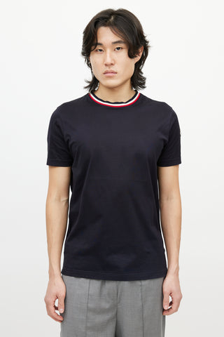 Moncler Navy 
Multicolour Striped Collar T-Shirt