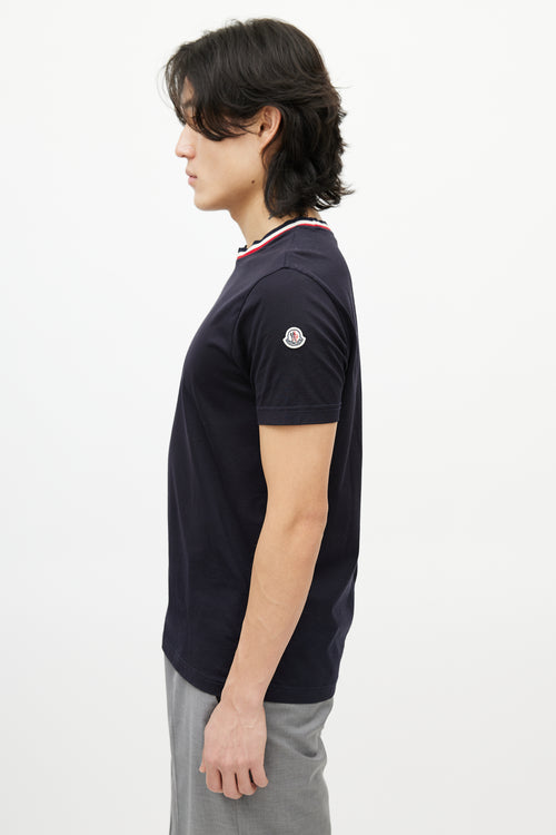 Moncler Navy 
Multicolour Striped Collar T-Shirt