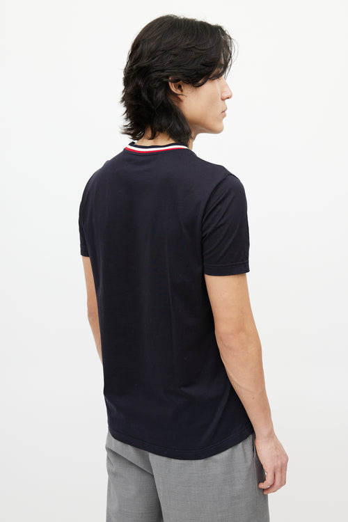 Moncler Navy 
Multicolour Striped Collar T-Shirt