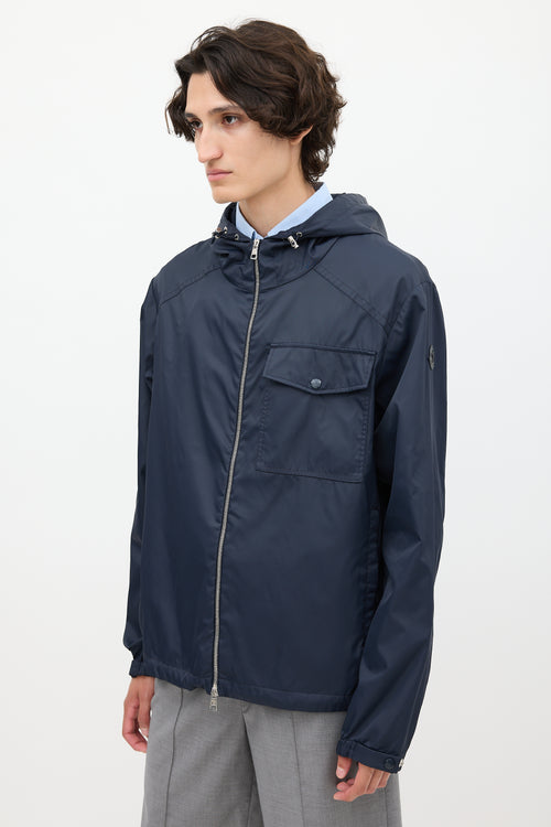 Moncler Navy Nylon Hooded Jacket