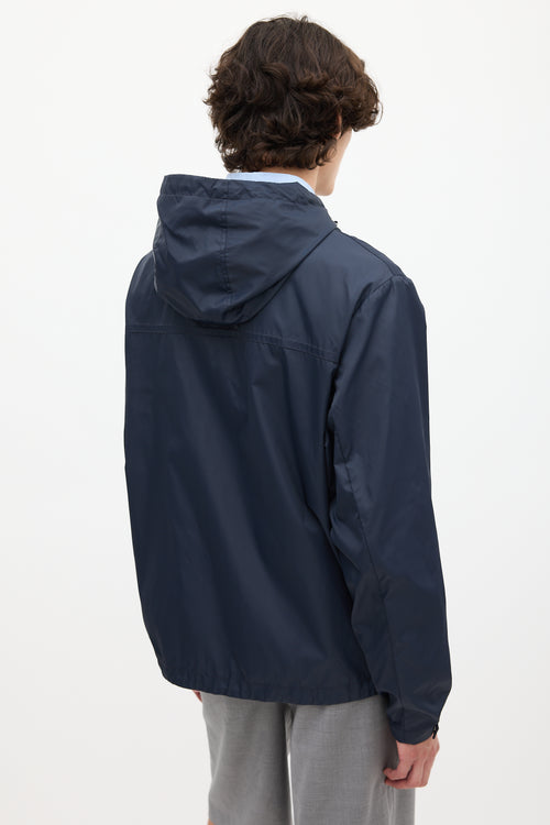 Moncler Navy Nylon Hooded Jacket