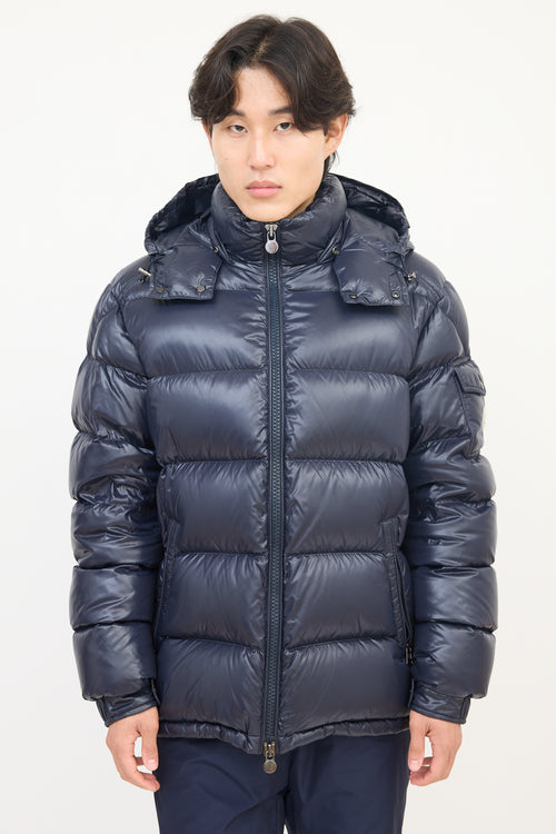 Moncler Navy Nylon Maya Short Down Jacket