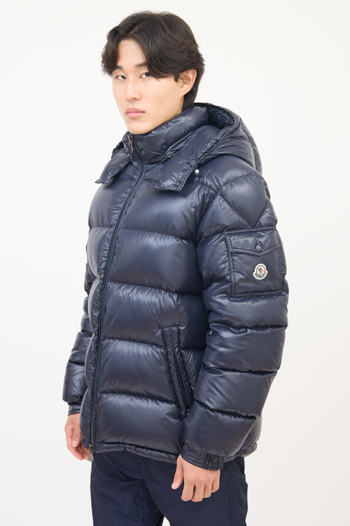 Moncler Navy Nylon Maya Short Down Jacket