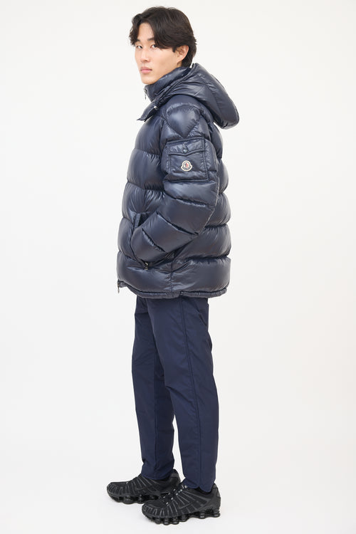 Moncler Navy Nylon Maya Short Down Jacket