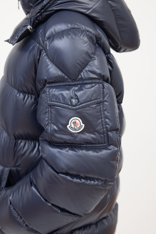 Moncler Navy Nylon Maya Short Down Jacket