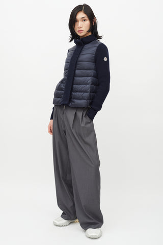 Moncler Navy Puffer 
Knit Maglione Tricot Jacket