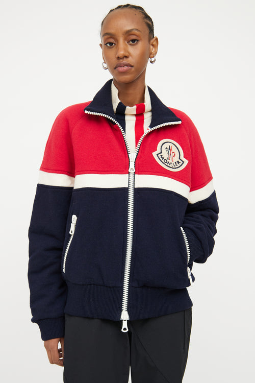 Moncler Navy Red Wool Maglion Cardigan