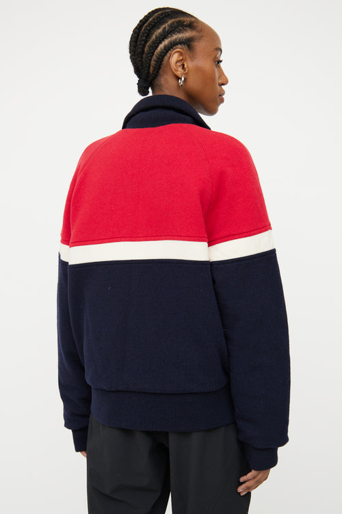 Moncler Navy Red Wool Maglion Cardigan