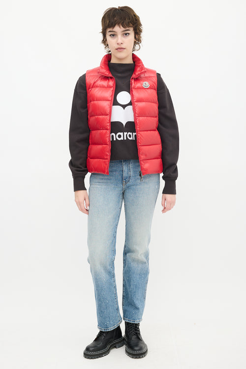 Moncler Red Ghany Down Puffer Vest