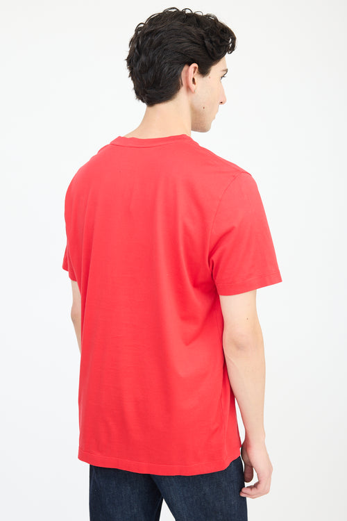 Moncler Red Nylon Logo Pocket T-Shirt