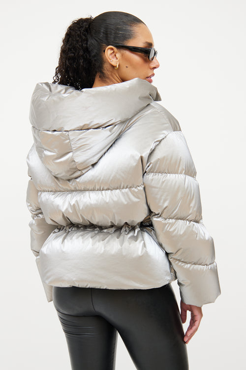 Moncler Silver Down Frele Chevron Jacket