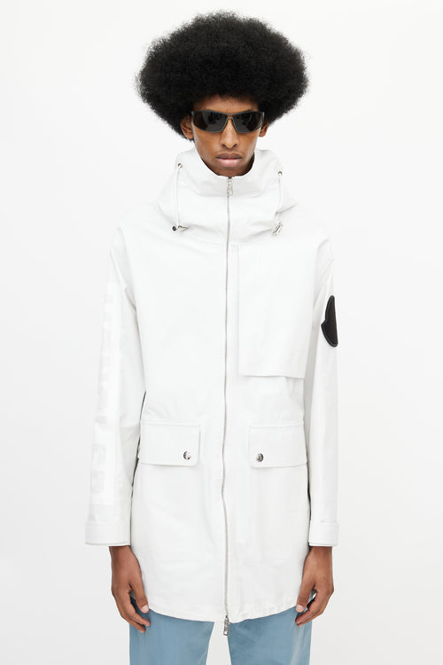 Moncler White Hooded Logo Jacket