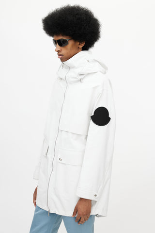 Moncler White Hooded Logo Jacket