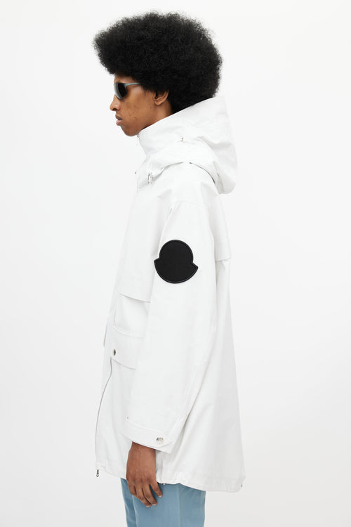 Moncler White Hooded Logo Jacket