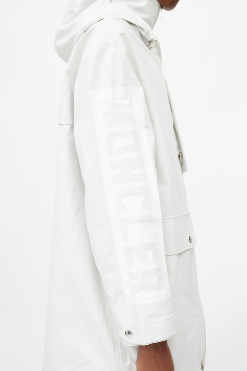 Moncler White Hooded Logo Jacket