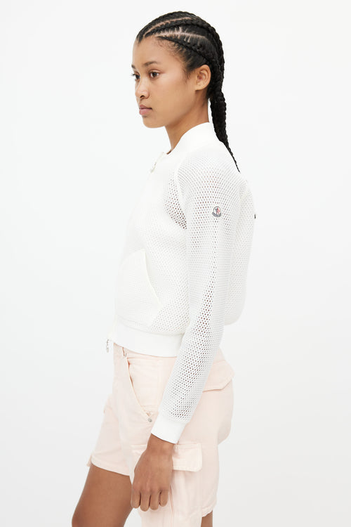 Moncler White Mesh Bomber Jacket