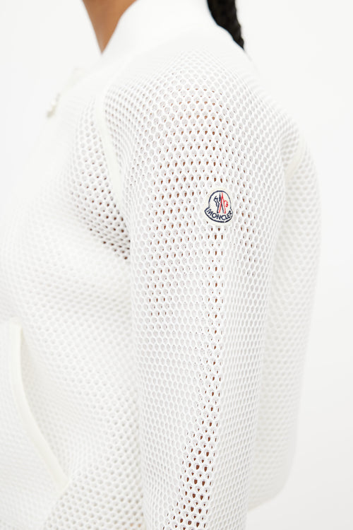 Moncler White Mesh Bomber Jacket