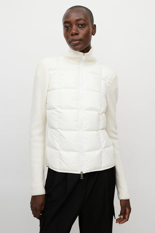 Moncler White Nylon 
Wool Puffer Jacket