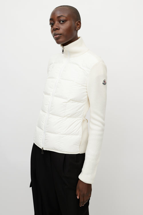 Moncler White Nylon 
Wool Puffer Jacket