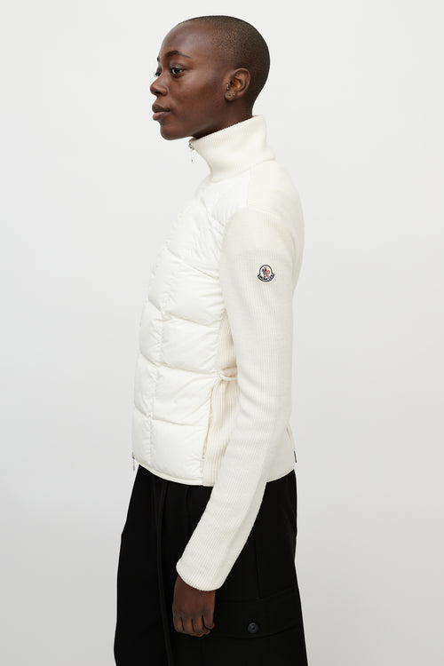 Moncler White Nylon 
Wool Puffer Jacket