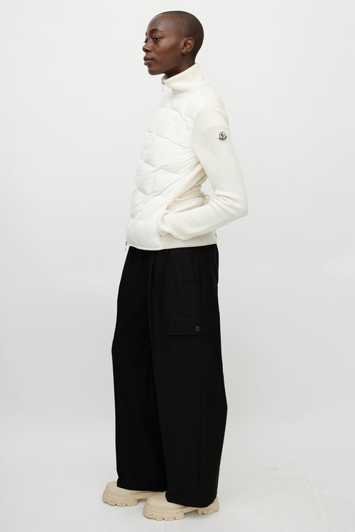 Moncler White Nylon 
Wool Puffer Jacket