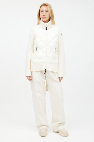 Moncler Cream White Lightweight Knit 
Nylon Jacket