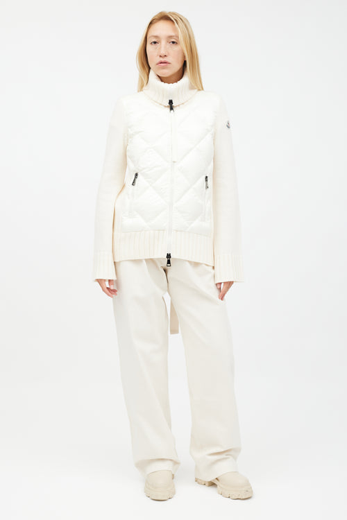 Moncler Cream White Lightweight Knit 
Nylon Jacket