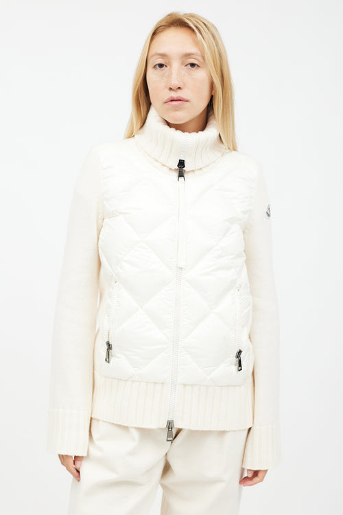 Moncler Cream White Lightweight Knit 
Nylon Jacket