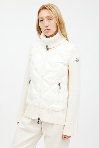 Moncler Cream White Lightweight Knit 
Nylon Jacket