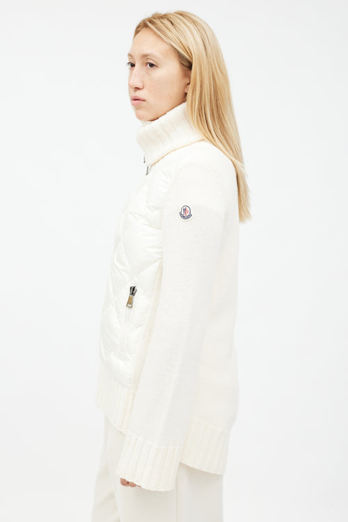 Moncler Cream White Lightweight Knit 
Nylon Jacket